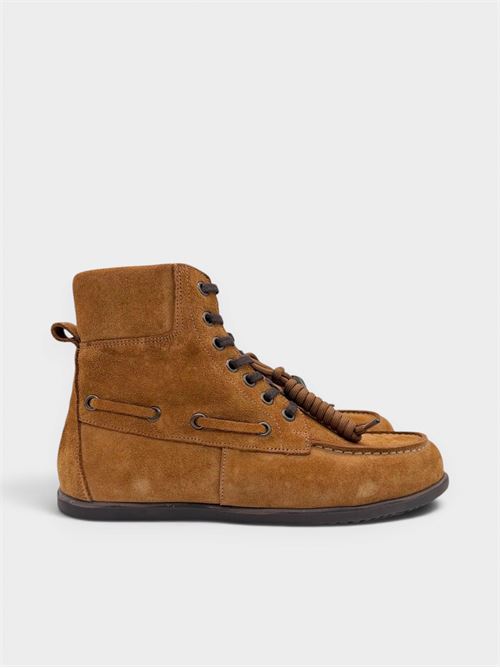 Polacchino stringato color cuoio in suede stile barca IL LACCIO | 50080041SUEDETKYEGESEL
